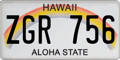 HI license plate ZGR756