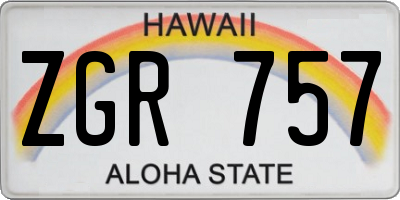 HI license plate ZGR757