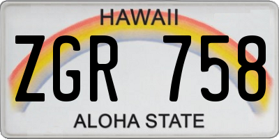 HI license plate ZGR758