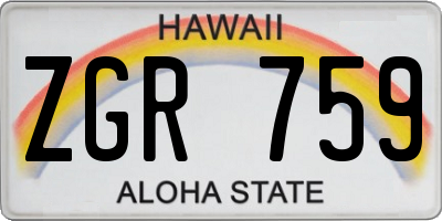 HI license plate ZGR759