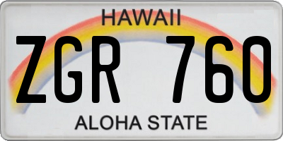 HI license plate ZGR760