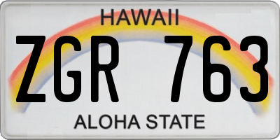 HI license plate ZGR763
