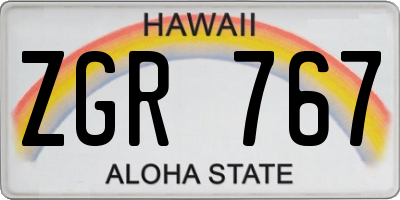 HI license plate ZGR767