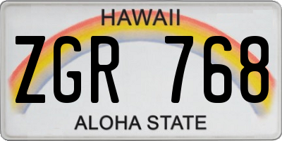 HI license plate ZGR768