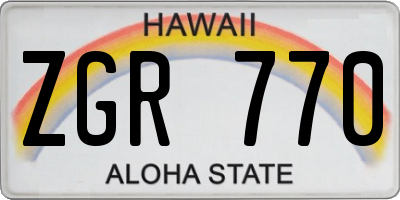 HI license plate ZGR770