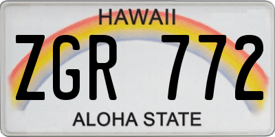 HI license plate ZGR772