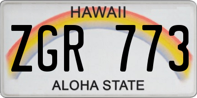 HI license plate ZGR773
