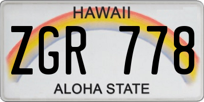 HI license plate ZGR778
