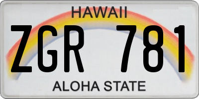 HI license plate ZGR781