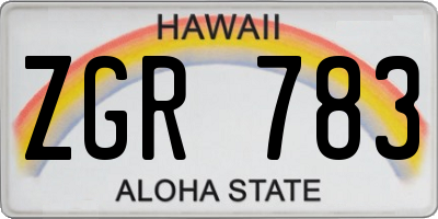 HI license plate ZGR783