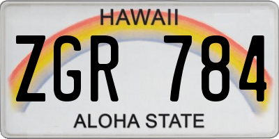HI license plate ZGR784