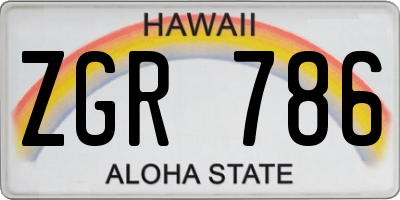 HI license plate ZGR786