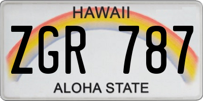 HI license plate ZGR787