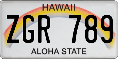 HI license plate ZGR789