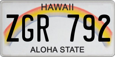 HI license plate ZGR792