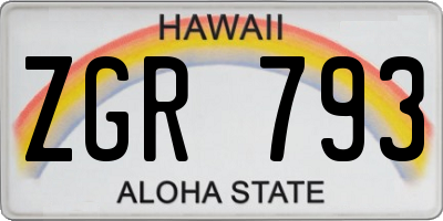 HI license plate ZGR793