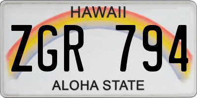 HI license plate ZGR794