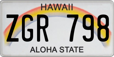 HI license plate ZGR798