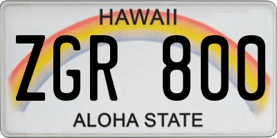 HI license plate ZGR800