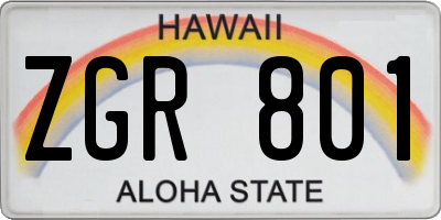 HI license plate ZGR801