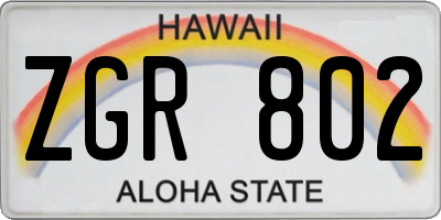 HI license plate ZGR802