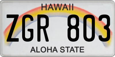 HI license plate ZGR803