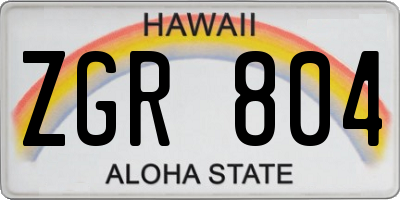 HI license plate ZGR804