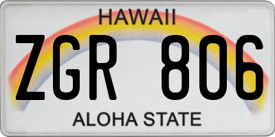 HI license plate ZGR806