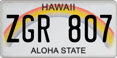 HI license plate ZGR807