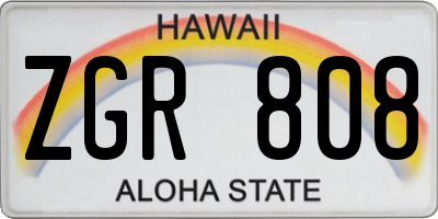 HI license plate ZGR808