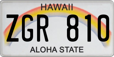 HI license plate ZGR810