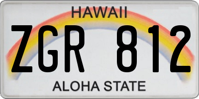HI license plate ZGR812