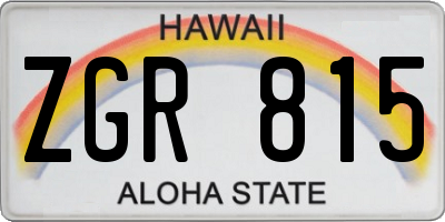 HI license plate ZGR815