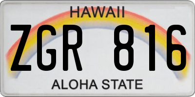 HI license plate ZGR816