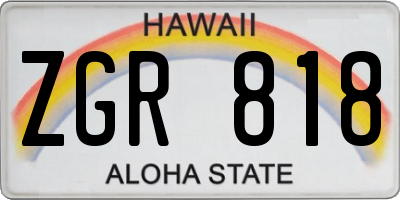 HI license plate ZGR818