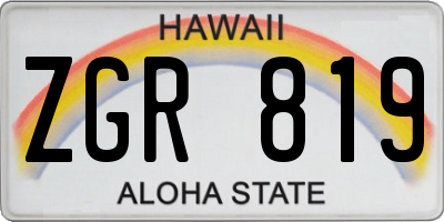 HI license plate ZGR819