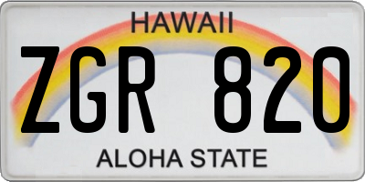 HI license plate ZGR820