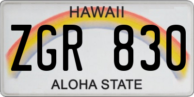 HI license plate ZGR830
