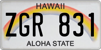 HI license plate ZGR831