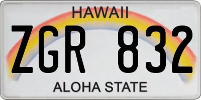 HI license plate ZGR832