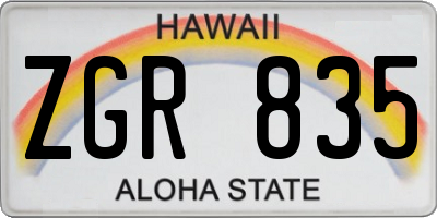 HI license plate ZGR835