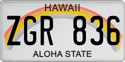 HI license plate ZGR836