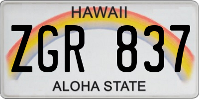 HI license plate ZGR837