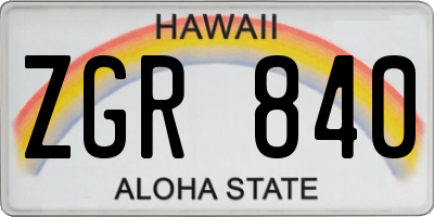 HI license plate ZGR840