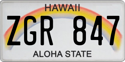 HI license plate ZGR847