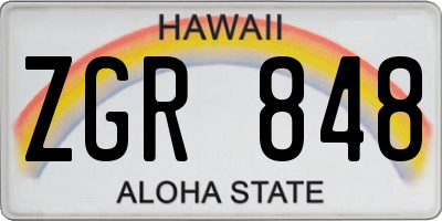 HI license plate ZGR848