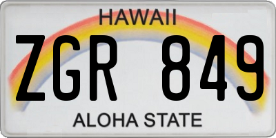HI license plate ZGR849