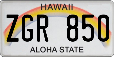 HI license plate ZGR850