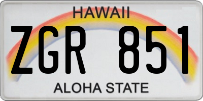 HI license plate ZGR851