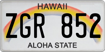 HI license plate ZGR852